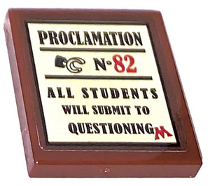 LEGO Reddish Brown Tile 2 x 2 with Proclamation No. 82 Sticker with Groove (3068)