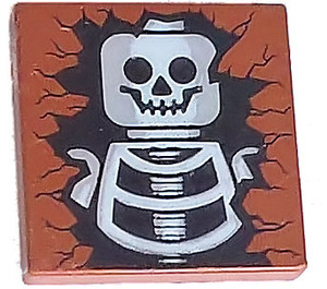 LEGO Reddish Brown Tile 2 x 2 with Skeleton with Groove (3068)