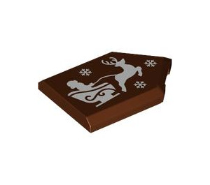 LEGO Marrone rossastro Piastrella 2 x 3 Pentagonal con Babbo Natale, Sleigh, Reindeer e Snowflakes (22385 / 103249)