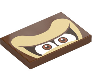 LEGO Reddish Brown Tile 2 x 3 with Donkey Kong Eyes (26603 / 103780)