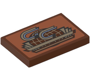 LEGO Reddish Brown Tile 2 x 3 with GothCorp Logo Sticker (26603)