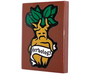 LEGO Reddish Brown Tile 2 x 3 with Herbology Sticker (26603)
