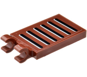 LEGO Reddish Brown Tile 2 x 3 with Horizontal Clips with with Shutter Sticker ('U' Clips) (30350)