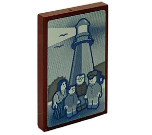 LEGO Reddish Brown Tile 2 x 3 with Lighthouse Family Picture Sticker (26603)