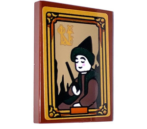 LEGO Reddish Brown Tile 2 x 3 with Picture of Sleeping Wizard Sticker (26603)
