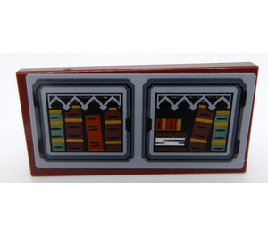 LEGO Reddish Brown Tile 2 x 4 Inverted with Books in a Closet Sticker (3395)