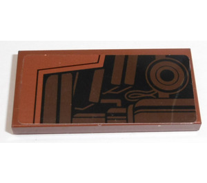 LEGO Reddish Brown Tile 2 x 4 with Brown Mechanical Parts (Left) Sticker (87079)