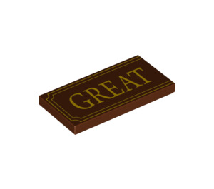 LEGO Reddish Brown Tile 2 x 4 with "Great" (87079 / 90844)