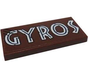 LEGO Reddish Brown Tile 2 x 4 with 'GYROS' Sticker (87079)