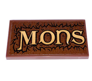 LEGO Reddish Brown Tile 2 x 4 with Mons (Part 1 of „Monsters“) Sticker (87079)