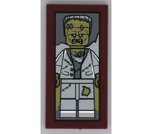 LEGO Rötlich-braun Fliese 2 x 4 mit Monster Portrait Aufkleber (87079)