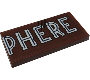 LEGO Reddish Brown Tile 2 x 4 with 'PHERE' Sticker (87079)