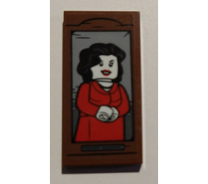 LEGO Reddish Brown Tile 2 x 4 with Photo of woman Sticker (87079)