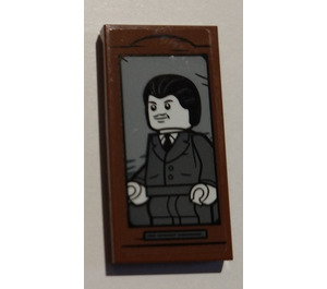 LEGO Reddish Brown Tile 2 x 4 with Portrait of Man Sticker (87079)