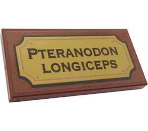 LEGO Brun rougeâtre Tuile 2 x 4 avec 'PTERANODON LONGICEPS' Autocollant (87079)