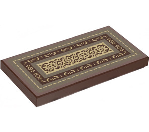 LEGO Reddish Brown Tile 2 x 4 with Rug Sticker (87079)