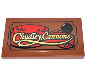 LEGO Reddish Brown Tile 2 x 4 with 'The Chudley Cannons' Sticker (87079)