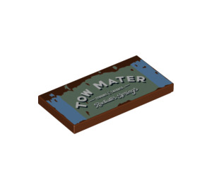 LEGO Reddish Brown Tile 2 x 4 with 'TOW MATER Radiator Springs' (33528 / 87079)