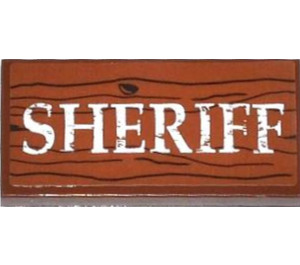LEGO Reddish Brown Tile 2 x 4 with Wood Grain and 'SHERIFF' Pattern Sticker (87079)