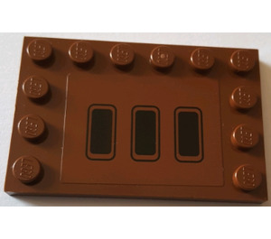 LEGO Brun rougeâtre Tuile 4 x 6 avec Goujons sur 3 Edges avec Trois Noir Rectangular Air Vents Modèle Autocollant (6180)