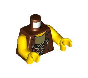 LEGO Marrone rossastro Busto, Reddish-Marrone Tied Waistcoat, Beige scuro Gilet e Giallo Mani (973 / 76382)