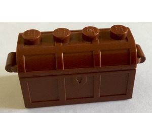 LEGO Roodachtig Bruin Treasure Chest (Dun scharnier zonder sleuven aan de achterkant)
