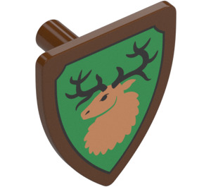 LEGO Reddish Brown Triangular Shield (Short) with Deer Decoration (3846 / 69360)