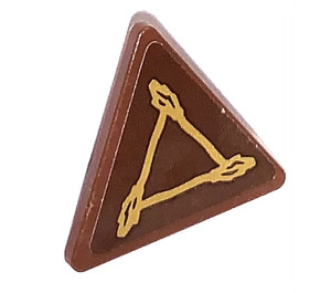 LEGO Brun rougeâtre Triangulaire Sign avec Thee Broomsticks logo Autocollant avec clip fendu (30259)