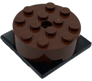 LEGO Reddish Brown Turntable with Black Flat Base