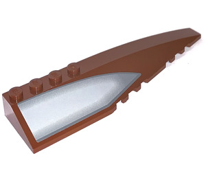 LEGO Reddish Brown Wedge 12 x 3 x 1 Double Rounded Right with Gray Window Sticker (42060 / 45173)