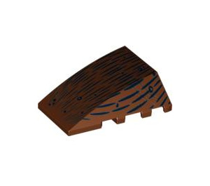 LEGO Rødbrun Kile 4 x 4 Tredobbelt buet uden knops med Wood Grain (47753 / 92934)