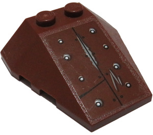 LEGO Reddish Brown Wedge 4 x 4 Triple with Silver Rivets, Scratches, and Exposed Metal Sticker with Stud Notches (48933)