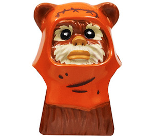 LEGO Reddish Brown Wicket Head with Tan Face and Wrinkled Hood (103557)