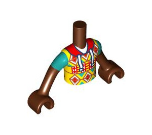 LEGO Reddish Brown Zac with Red, Yellow and Green Hoodie Friends Torso (92456)