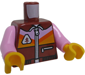 LEGO Rödaktig Brun Zipper Jacka Kropp med Bright Rosa Vapen (973 / 76382)