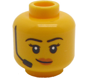 LEGO Referee Hoofd met Koptelefoon (Verzonken solide nop) (3626)