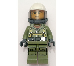LEGO Rescue Worker with Hard Hat, Breathing Tank, and Air Hose Minifigure