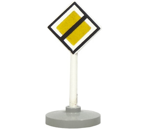 LEGO Road Sign (old) square on point with outcrossed yellow square and black border with Base Type 2