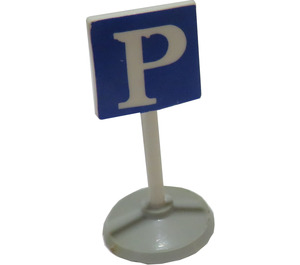 LEGO Road Sign (old) square with P on blue background with Base Type 1