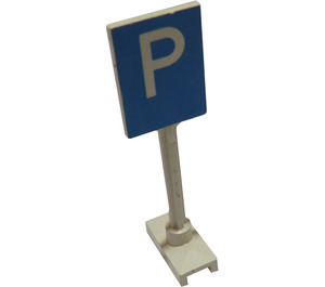 LEGO Road Sign Square White 'P' on Blue