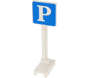 LEGO Road Sign Square with P on Blue Background meaning Parking