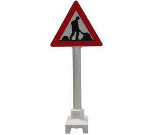 LEGO Road Sign Triangle with Worker and Two Piles (649)