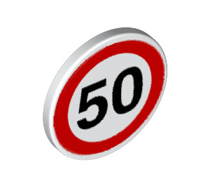 LEGO Roadsign Clip-on 2 x 2 Round with '50' Speed Limit (30261 / 83388)