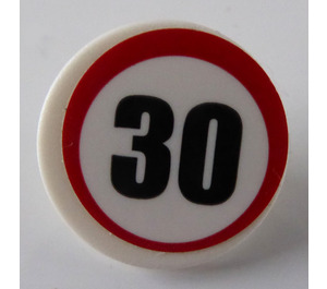 LEGO Roadsign Clip-on 2 x 2 Round with Black '30' and Red Circle Sticker (30261)