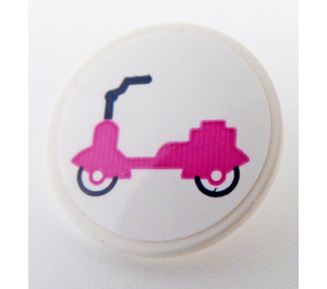 LEGO Roadsign Clip-on 2 x 2 Round with Dark Pink Scooter Sticker (30261)