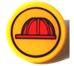 LEGO Roadsign Clip-on 2 x 2 Round with Red Construction Helmet Sticker (30261)