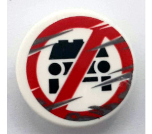 LEGO Roadsign Clip-on 2 x 2 Round with Red Scratched Sign and Black Car Pattern Sticker (30261)