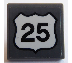 LEGO Roadsign Clip-on 2 x 2 Square with '25' Sticker with Open 'O' Clip (15210)
