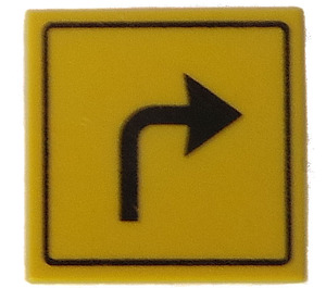 LEGO Roadsign Clip-päällä 2 x 2 Neliö jossa Nuoli 'Turn Oikein' Kuvio avoimella "U"-klipsillä (15210)