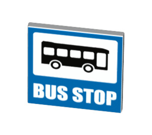 LEGO Roadsign Clip-on 2 x 2 Square with Blue Bus Stop Decoration with Open 'O' Clip (15210 / 27098)